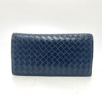 Bottega Veneta Bifold Wallet Intrecciato Leather Blue