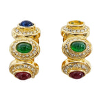 Dior Earrings Rhinestone Metal Gold Multicolor Large Presence