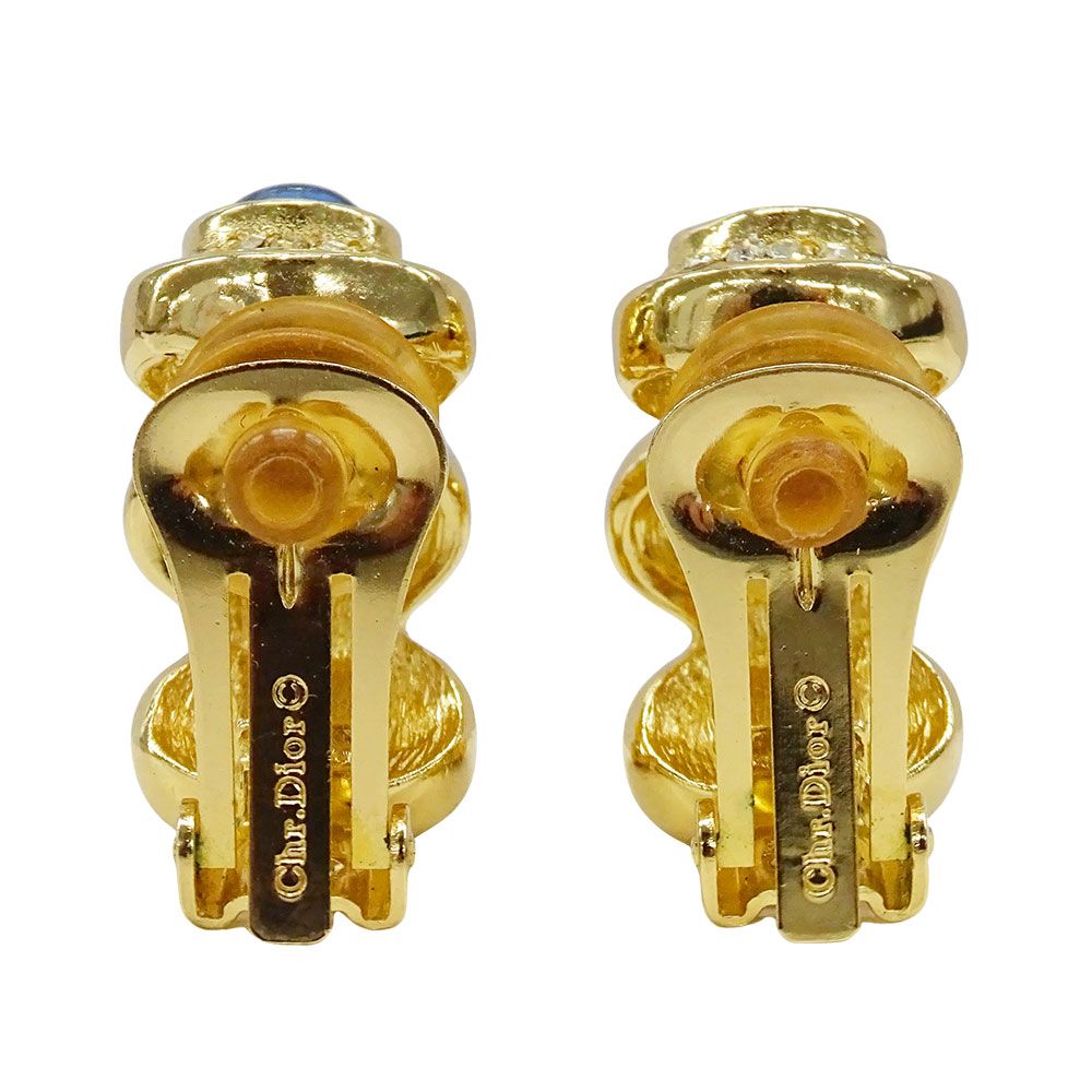 Dior Earrings Rhinestone Metal Gold Multicolor Large Presence — view 4