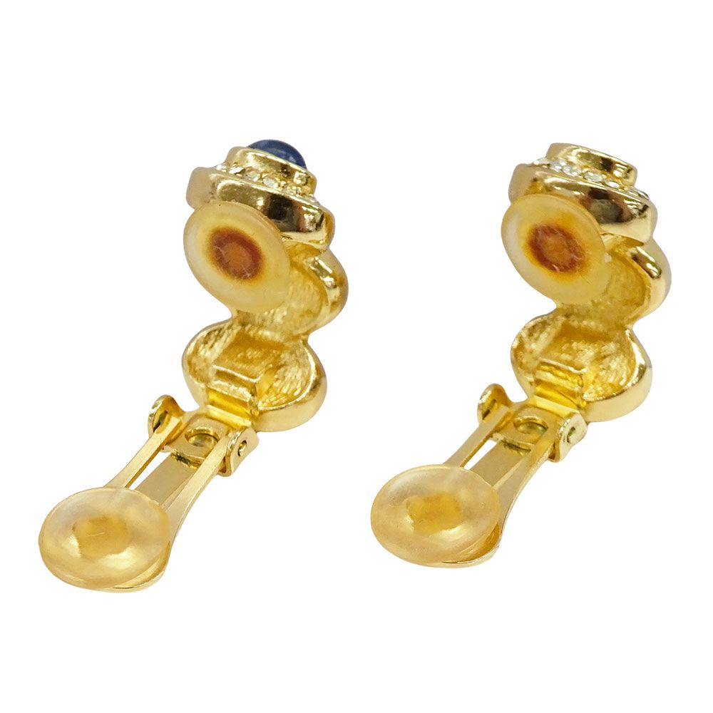 Dior Earrings Rhinestone Metal Gold Multicolor Large Presence — view 3