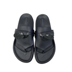 Hermes Sandals Empir 37 Kelly Buckle Leather Black Silver — view 5
