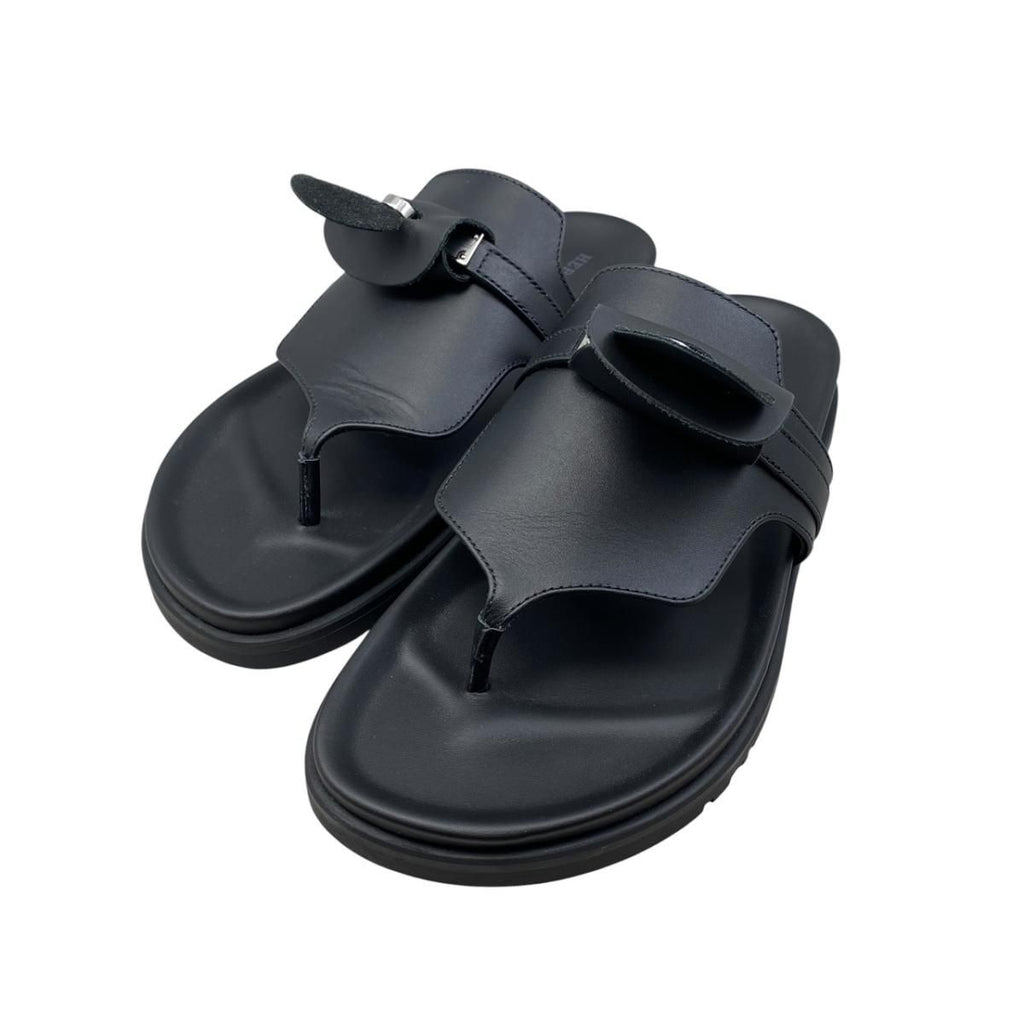 Hermes Sandals Empir 37 Kelly Buckle Leather Black Silver