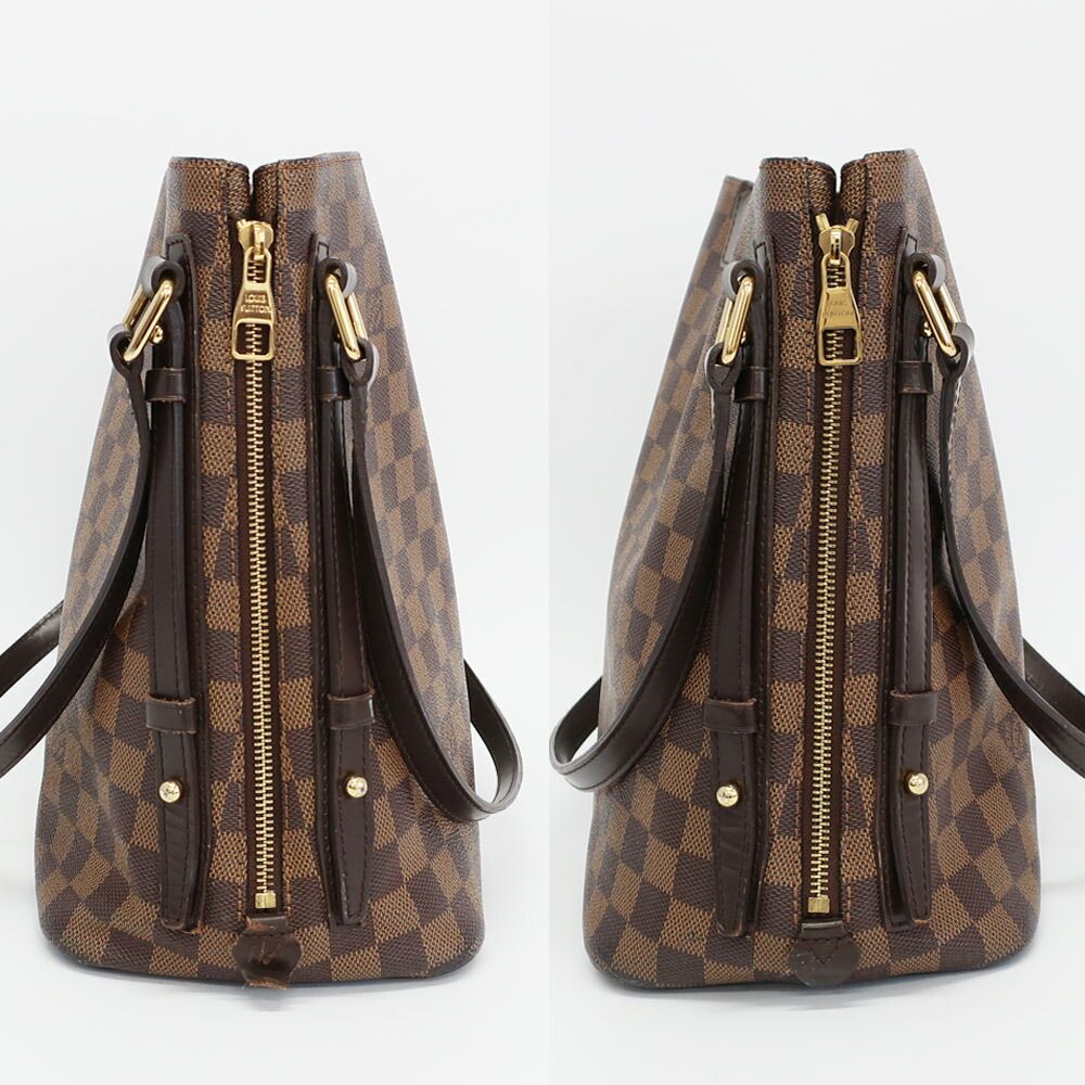 Louis Vuitton Heaven Cabas Rivington Tote Shoulder Bag Damier Ebene Gold Leather — view 4