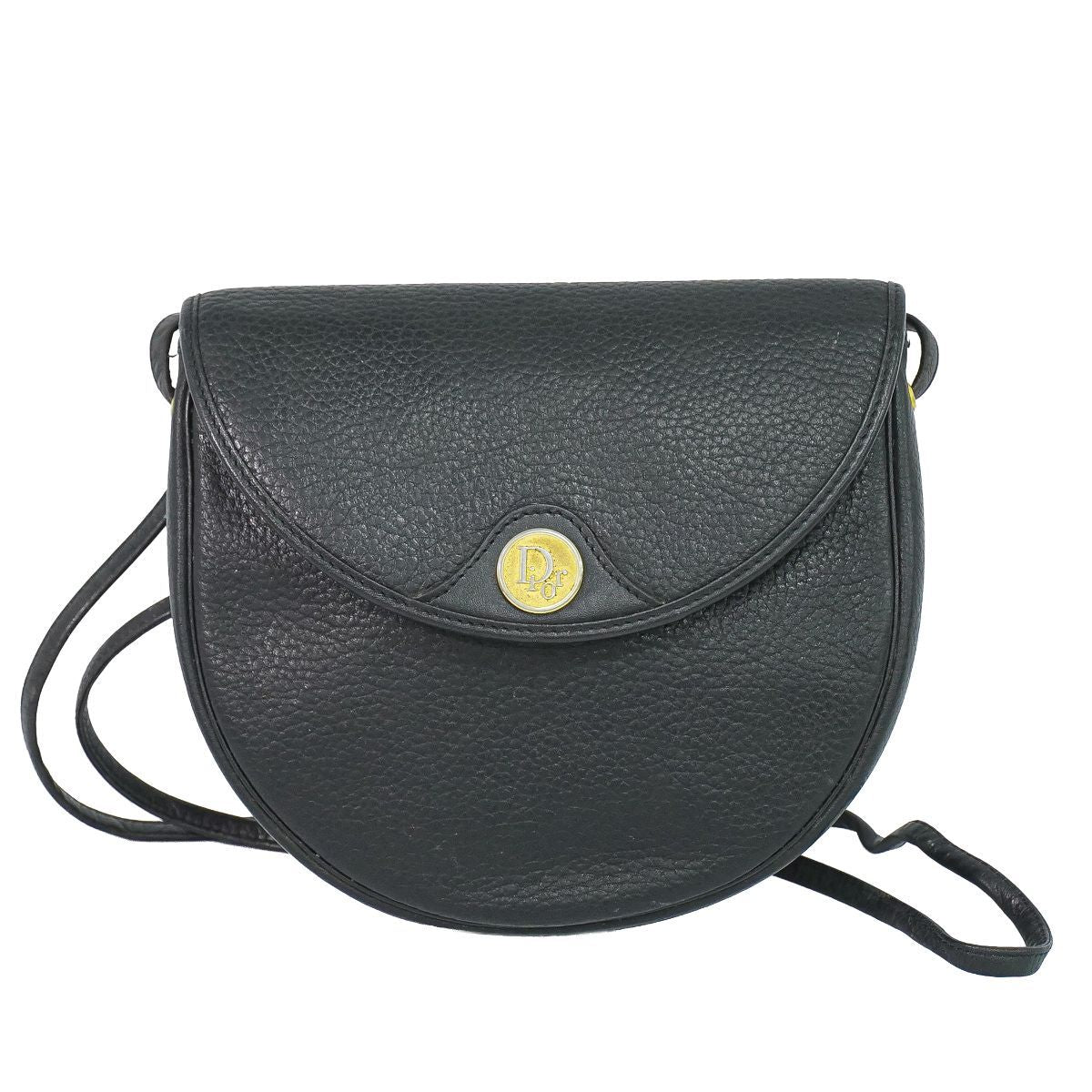 Dior Leather Shoulder Bag Pochette Black