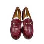 Gucci Loafers Horsebit Wedge Sole 37 Leather Red Gold — view 8