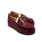 Gucci Loafers Horsebit Wedge Sole 37 Leather Red Gold — view 2