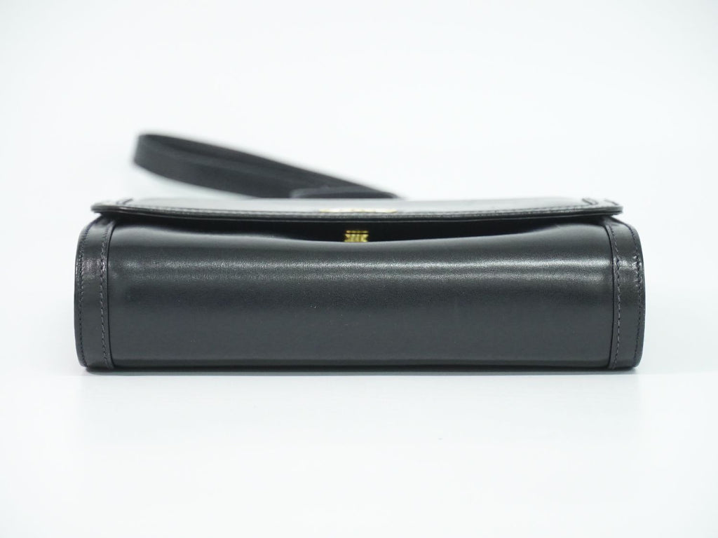 Gucci Vintage Shoulder Bag Pochette Leather Navy — view 3