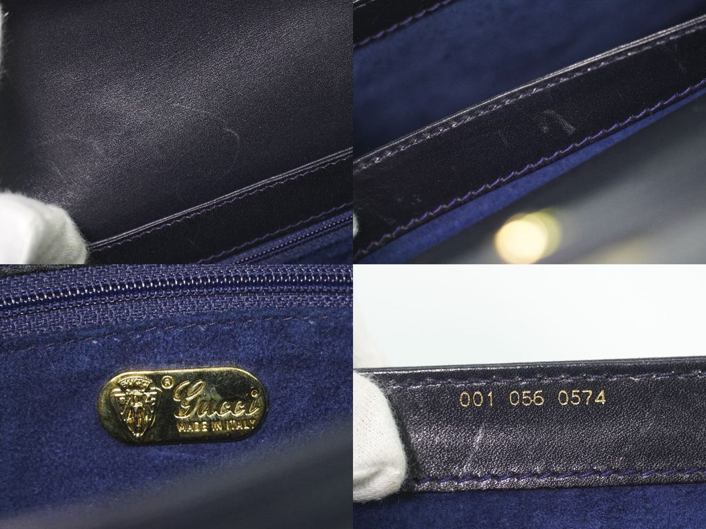 Gucci Vintage Shoulder Bag Pochette Leather Navy — view 9