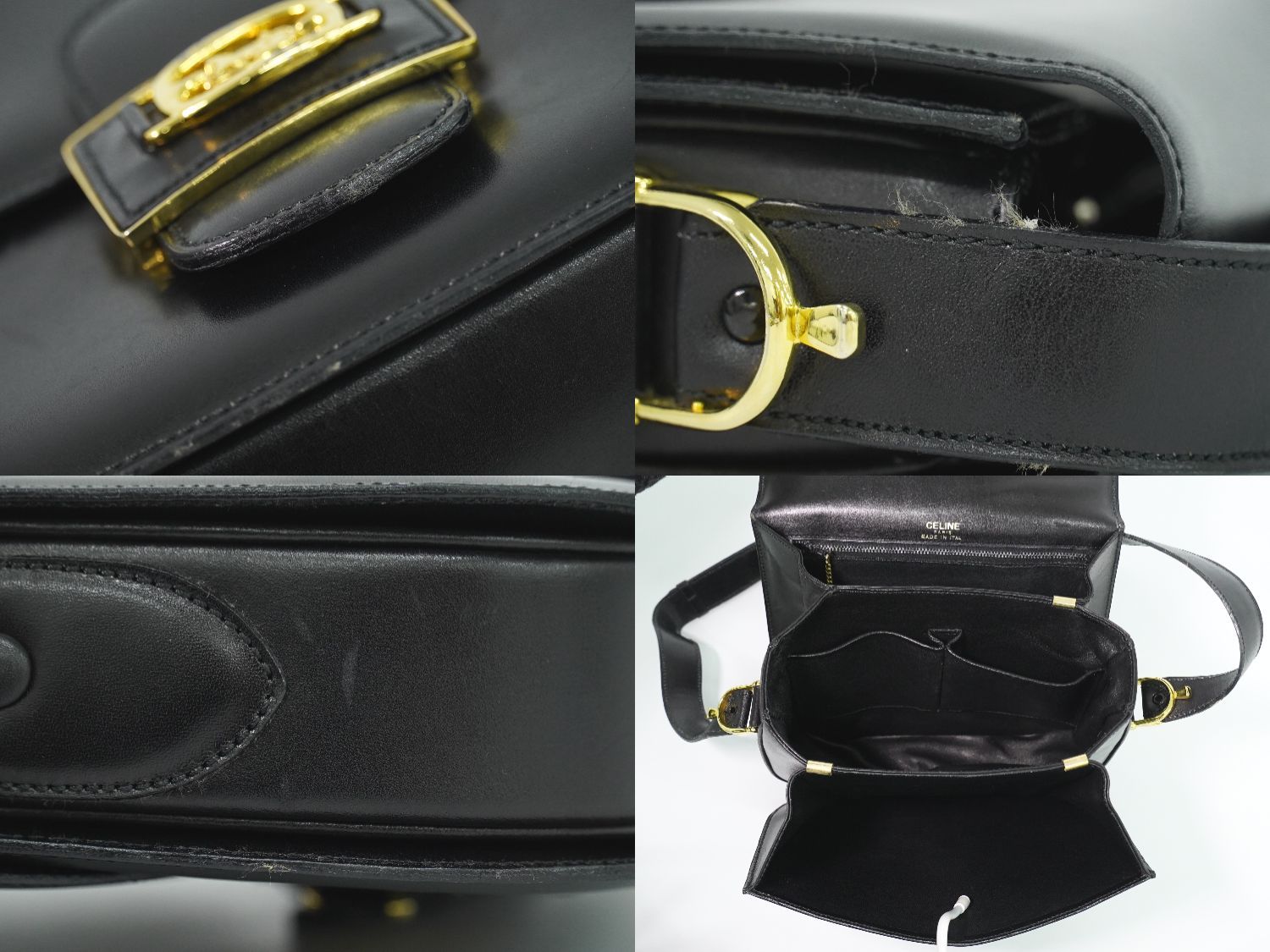 Celine Carriage Shoulder Bag Leather Black — view 8