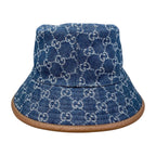Gucci Hat Bucket Hat GG Jacquard M Denim Cotton Blue Brown — view 2