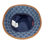Gucci Hat Bucket Hat GG Jacquard M Denim Cotton Blue Brown — view 6