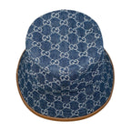Gucci Hat Bucket Hat GG Jacquard M Denim Cotton Blue Brown — view 5