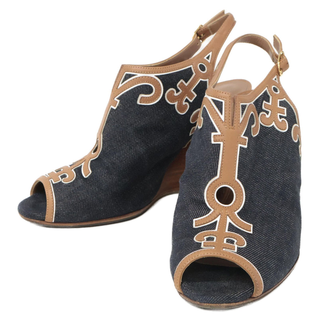 Hermes Denim Leather Sandals