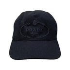 Prada Hat Logo Embroidery Baseball Cap M Wool Black — view 3