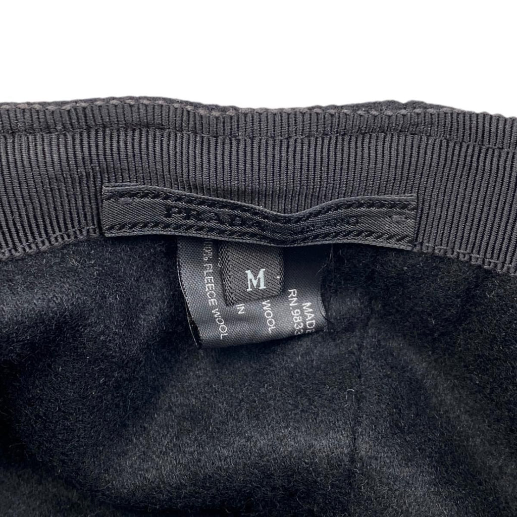 Prada Hat Logo Embroidery Baseball Cap M Wool Black — view 9