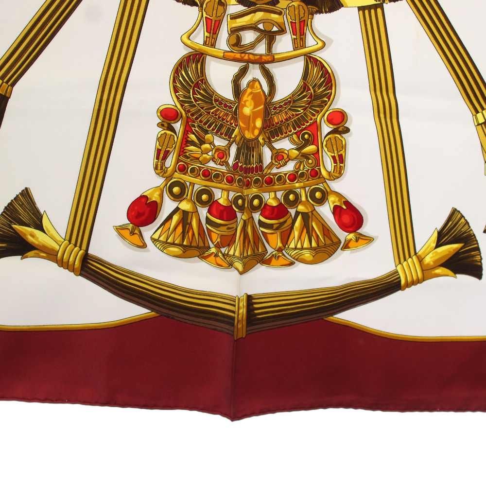 Hermes Carre 90 Caty Ancient Egypt Scarab Pectral Scarf Silk Red White TK — view 7