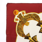 Hermes Carre 90 Caty Ancient Egypt Scarab Pectral Scarf Silk Red White TK — view 2
