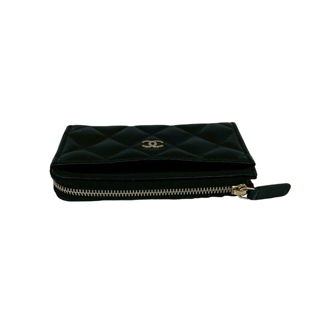 Chanel Box and Seal Fragment Case Quilted CC Logo Caviar Leather Coin Black — view 3