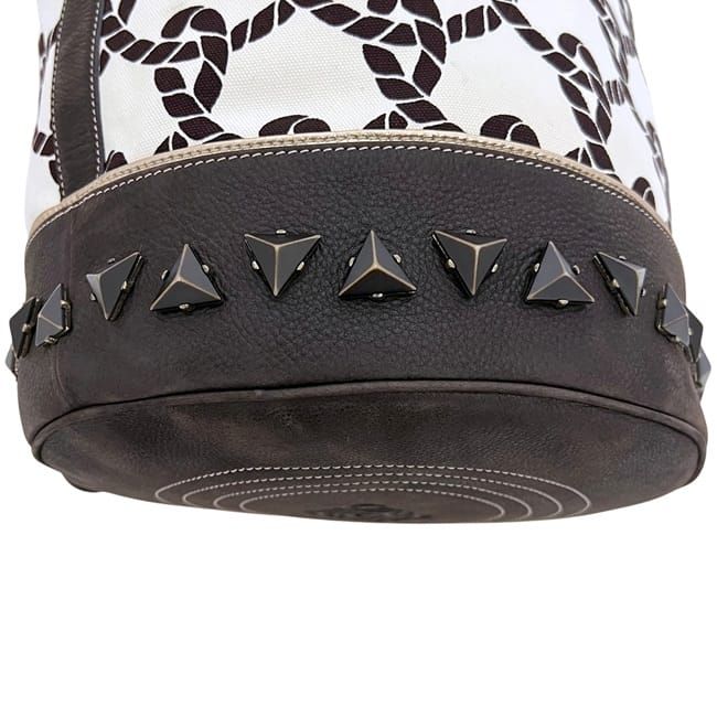 Loewe Drawstring Bucket Bag Brown White 347.80.008 Canvas Leather — view 7