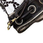 Loewe Drawstring Bucket Bag Brown White 347.80.008 Canvas Leather — view 8
