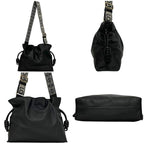 Loewe Drawstring Shoulder Bag Flamenco Clutch Black Logo Leather Napa Calfskin — view 2