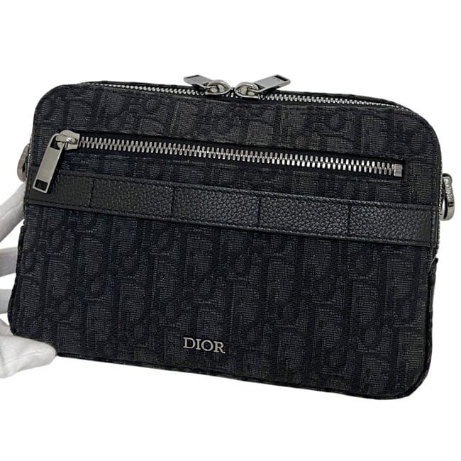 Dior Shoulder Bag Safari Messenger Black Oblique Crossbody Canvas Leather — view 6