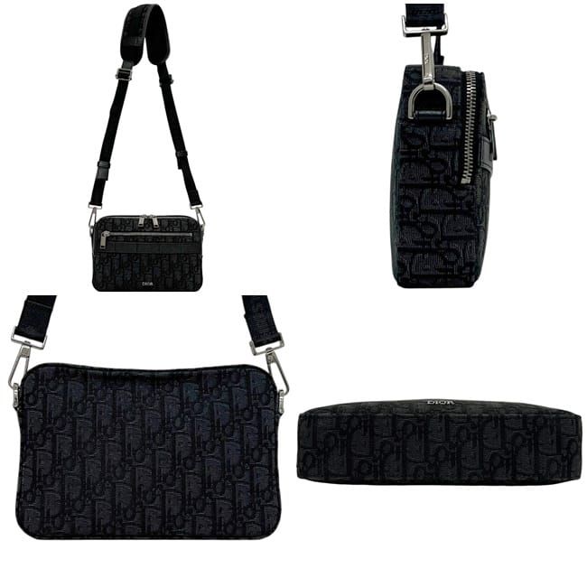 Dior Shoulder Bag Safari Messenger Black Oblique Crossbody Canvas Leather — view 2