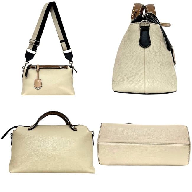 Fendi 2-Way Shoulder Bag Visible Beige Brown Black White Leather — view 2