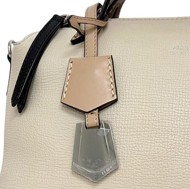 Fendi 2-Way Shoulder Bag Visible Beige Brown Black White Leather — view 7