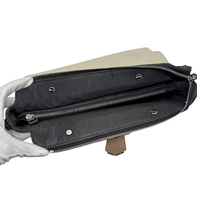 Fendi 2-Way Shoulder Bag Visible Beige Brown Black White Leather — view 5