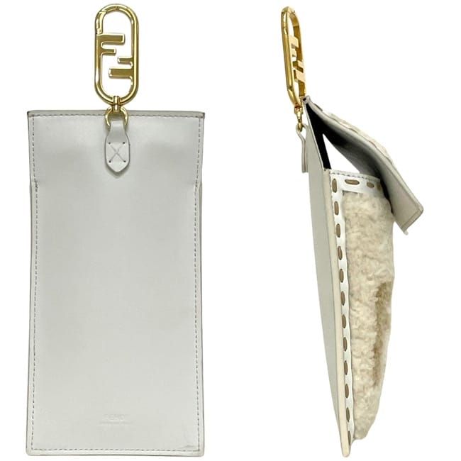 Fendi Phone Pouch White Beige 219 Case Leather — view 2