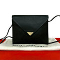 Saint Laurent Vintage YSL Logo Leather Shoulder Bag Black