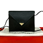 Saint Laurent Vintage YSL Logo Leather Shoulder Bag Black