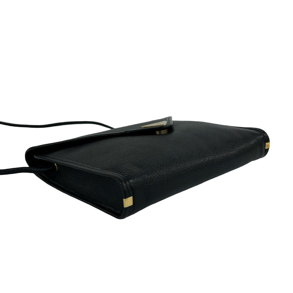 Saint Laurent Vintage YSL Logo Leather Shoulder Bag Black — view 7