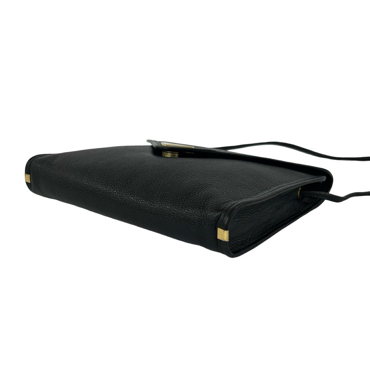 Saint Laurent Vintage YSL Logo Leather Shoulder Bag Black — view 8