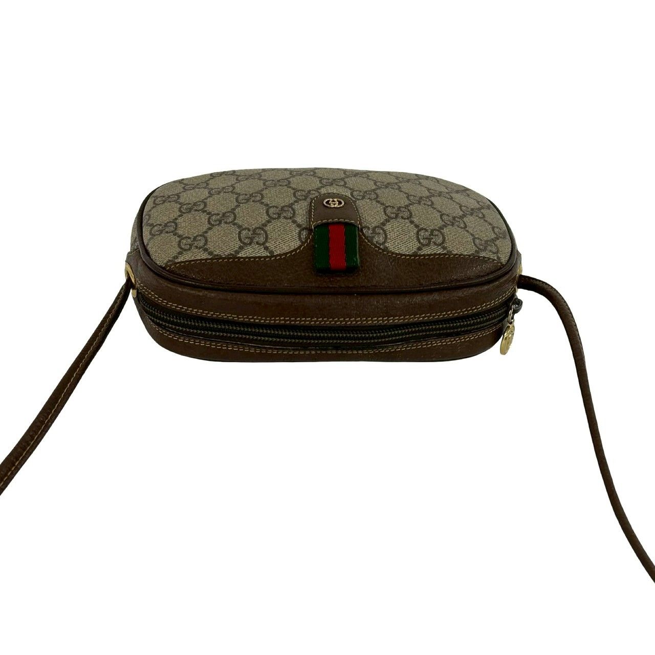 Gucci Vintage Sherry Line GG Logo Leather Shoulder Bag Pochette Brown — view 4