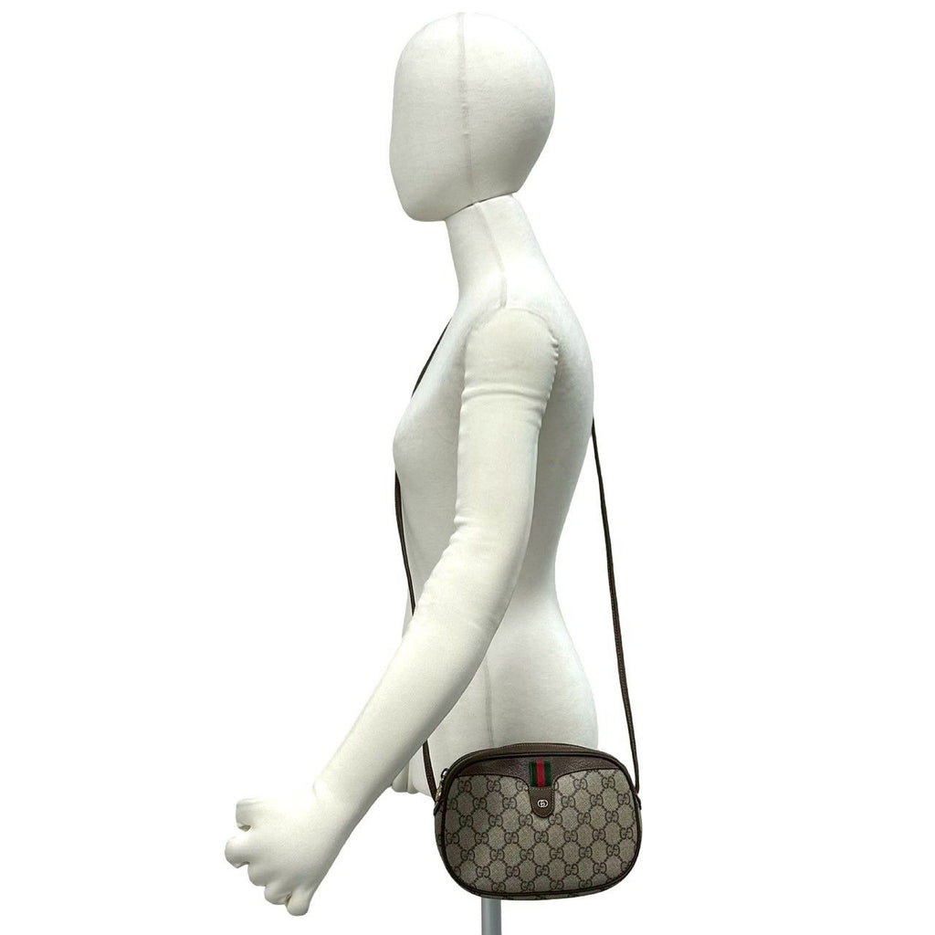 Gucci Vintage Sherry Line GG Logo Leather Shoulder Bag Pochette Brown — view 2