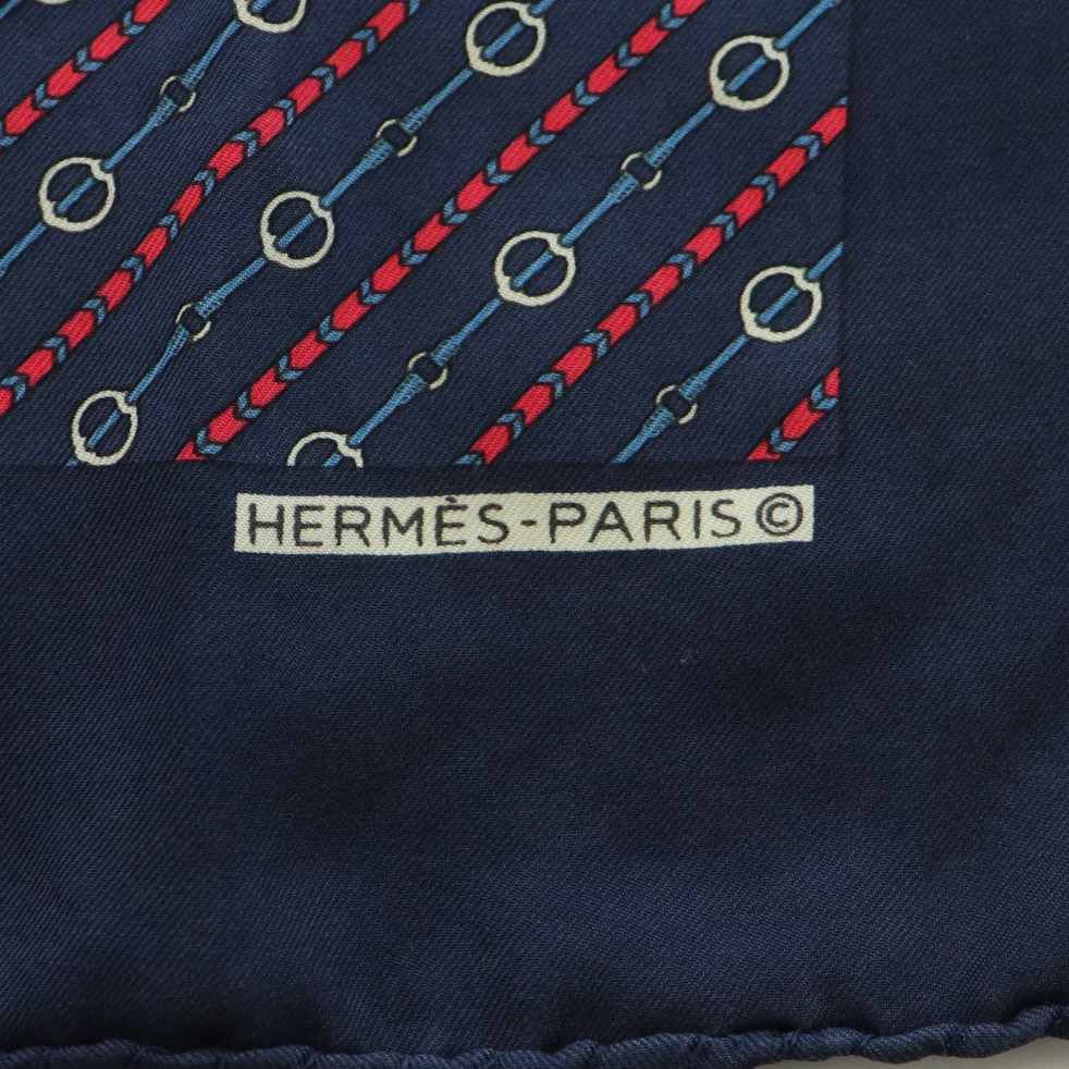 Hermes Carre 55 Scarf Belt Pattern All Bandana Silk Navy Red SS — view 5