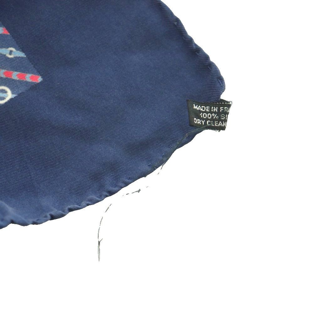 Hermes Carre 55 Scarf Belt Pattern All Bandana Silk Navy Red SS — view 6