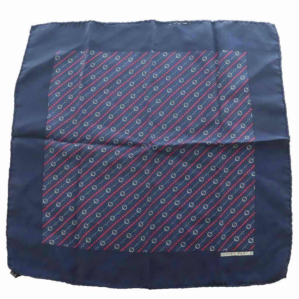 Hermes Carre 55 Scarf Belt Pattern All Bandana Silk Navy Red SS