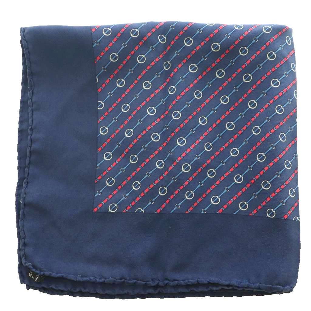 Hermes Carre 55 Scarf Belt Pattern All Bandana Silk Navy Red SS — view 2