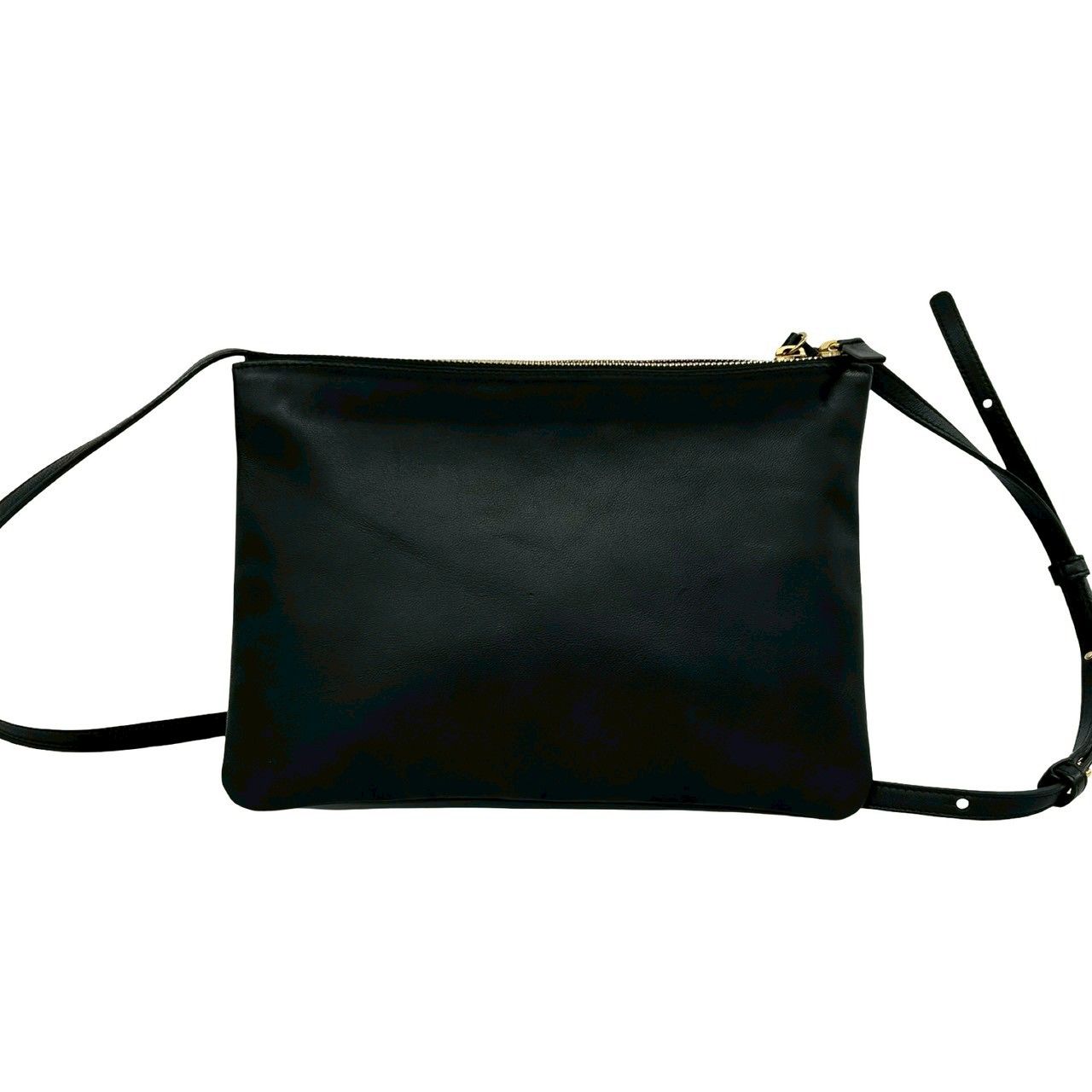 Celine Trio Leather Shoulder Bag Mini Pochette Crossbody Cross Black — view 3
