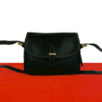 Loewe Vintage Anagram Logo Leather Shoulder Bag Pochette Crossbody Black