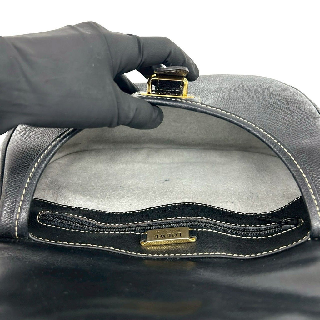 Loewe Vintage Anagram Logo Leather Shoulder Bag Pochette Crossbody Black — view 9