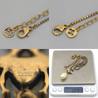 Gucci Bead Drop Pearl Crystal Necklace 35.5 38 cm Gold — view 6