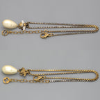 Gucci Bead Drop Pearl Crystal Necklace 35.5 38 cm Gold — view 3