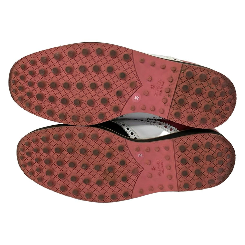 Gucci Shoes 38 Pink Black White Wingtip Leather — view 4