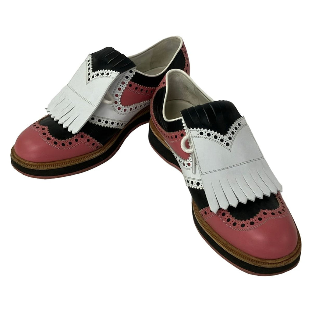 Gucci Shoes 38 Pink Black White Wingtip Leather — view 2