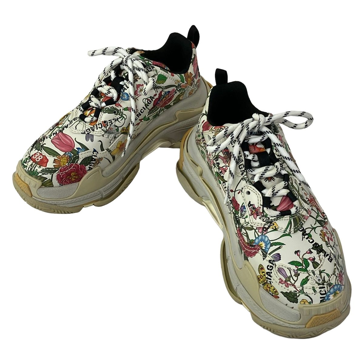 Gucci Sneakers Triple S Ivory Black Multi Floral Pattern Collaboration — view 2