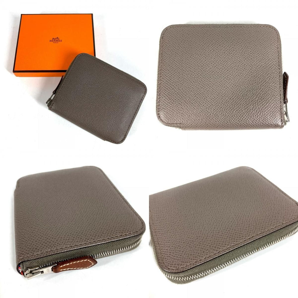 Hermes Coin Case Azap Compact Silk in Epsom Etain Gray — view 8